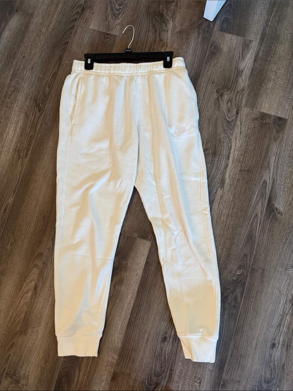 Nike White Embroidered Swoosh Joggers